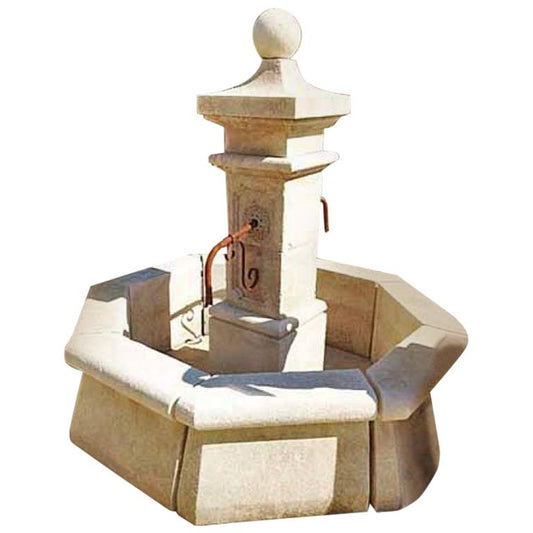 French Limestone Central Fountain