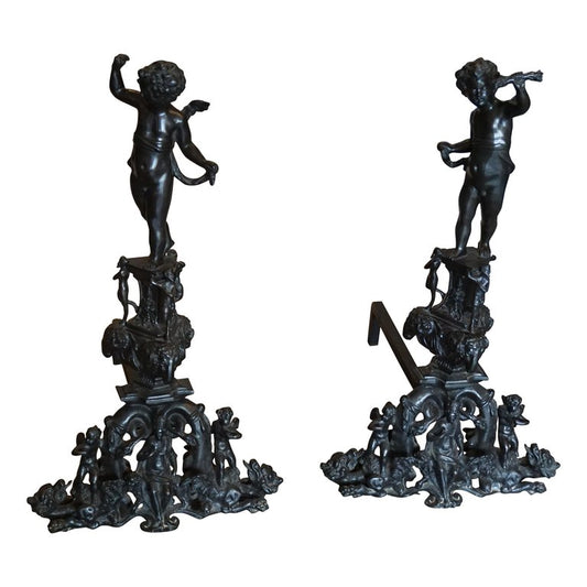 Antique French Bronze Andirons (X3093)