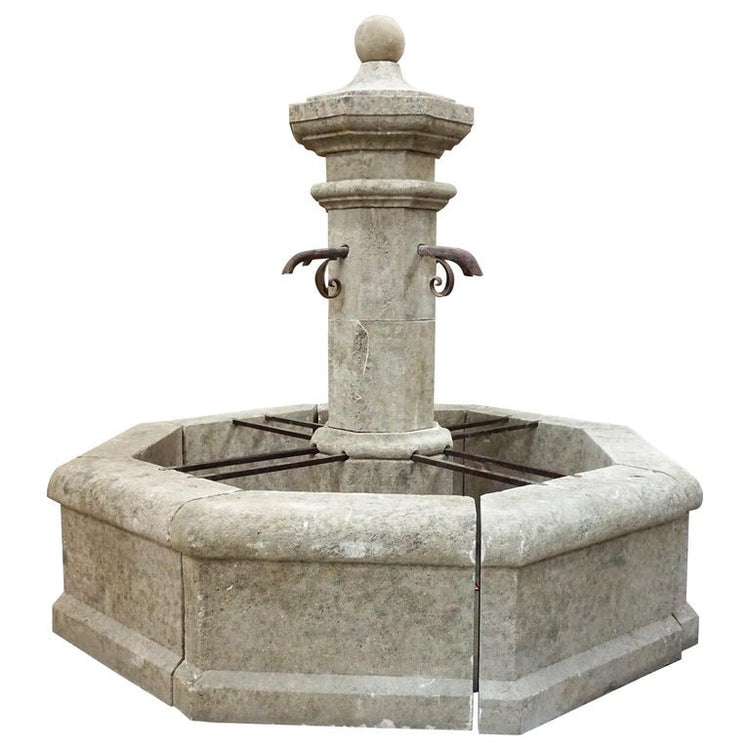 French Limestone Central Fountain