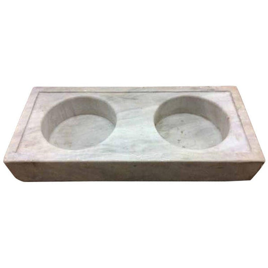 Greek Double Basin White Marble Sink (MS301)