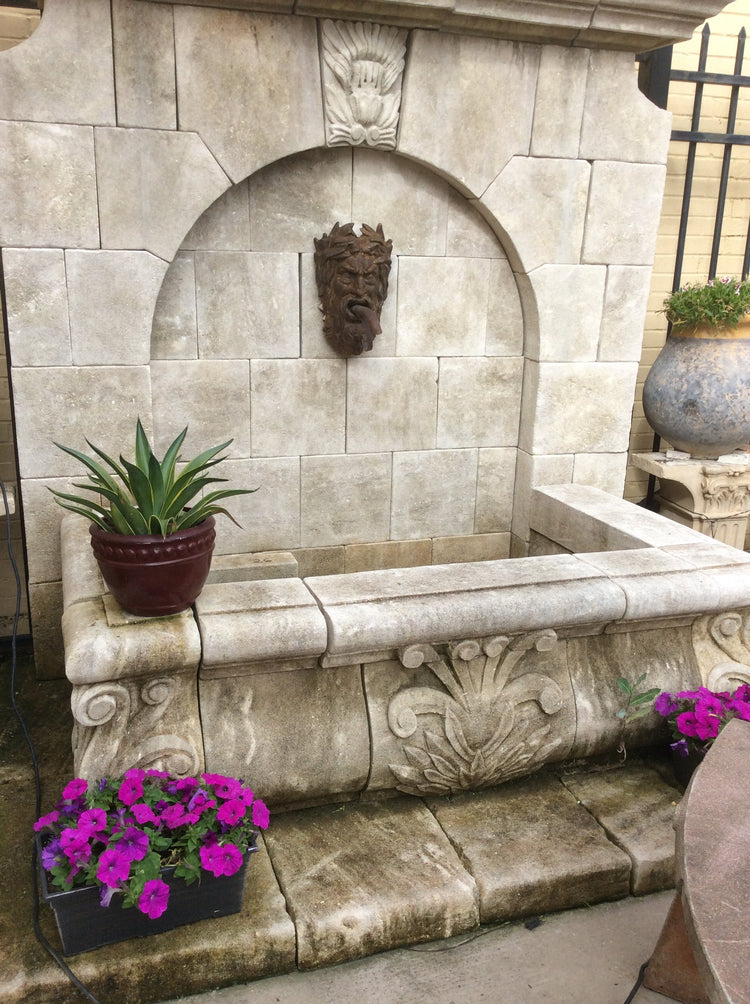 Contemporary French Gothic Revival Limestone Wall Fountain (FA620)