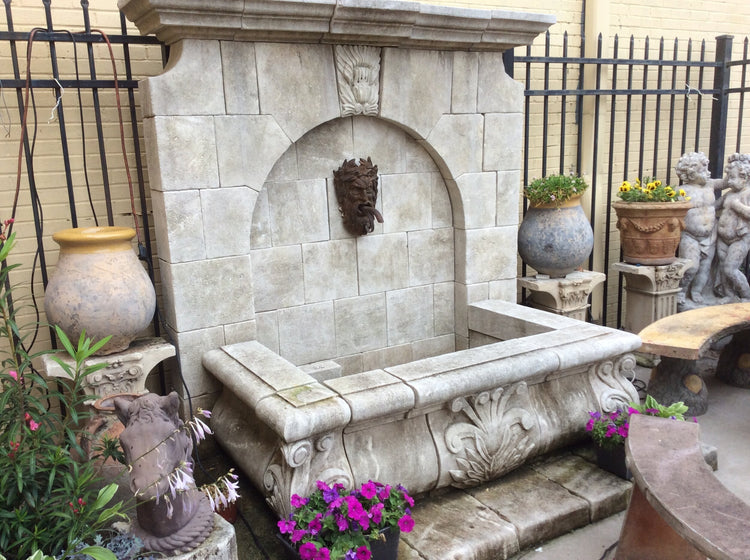 Contemporary French Gothic Revival Limestone Wall Fountain (FA620)
