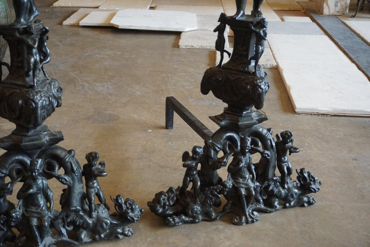 Antique French Bronze Andirons (X3093)