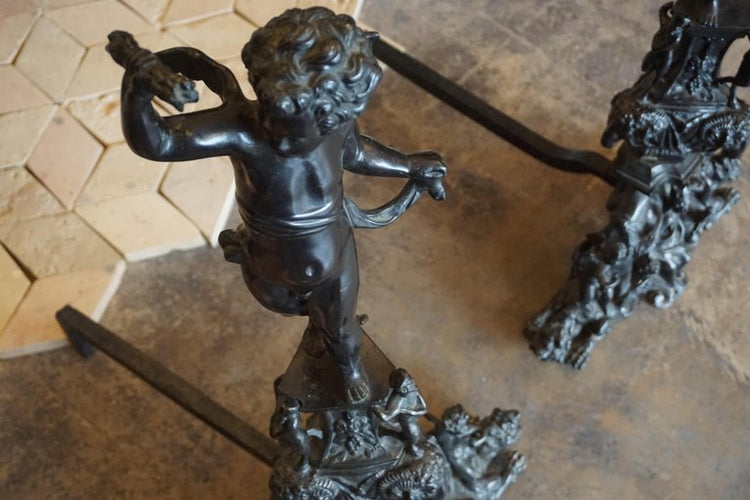 Antique French Bronze Andirons (X3093)