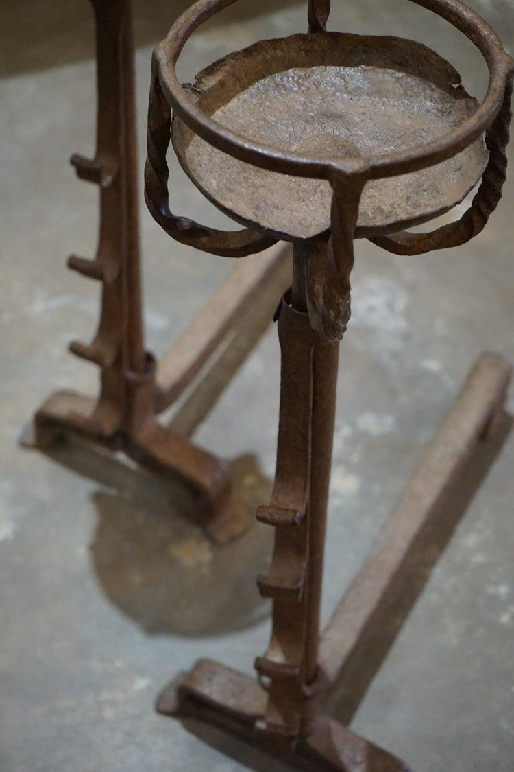 Antique French Iron Andirons (FB004)
