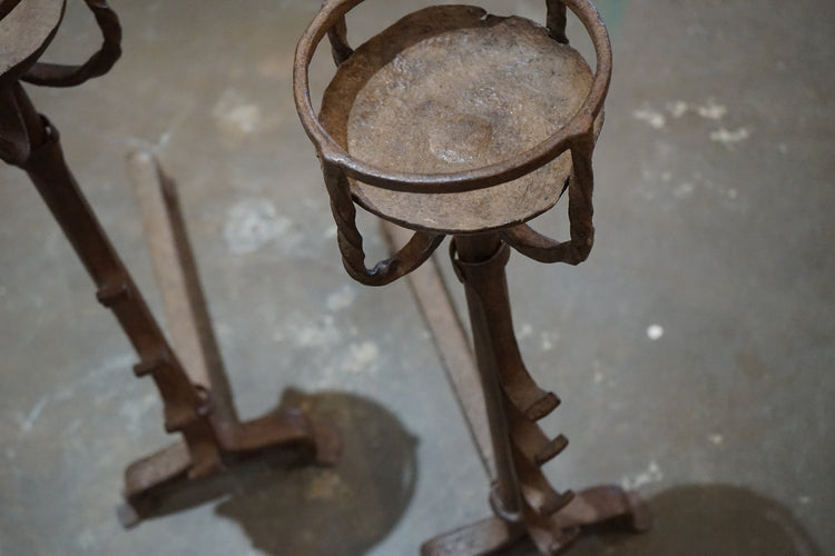 Antique French Iron Andirons (FB004)