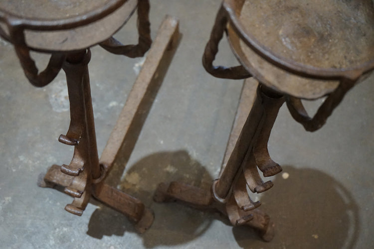 Antique French Iron Andirons (FB004)