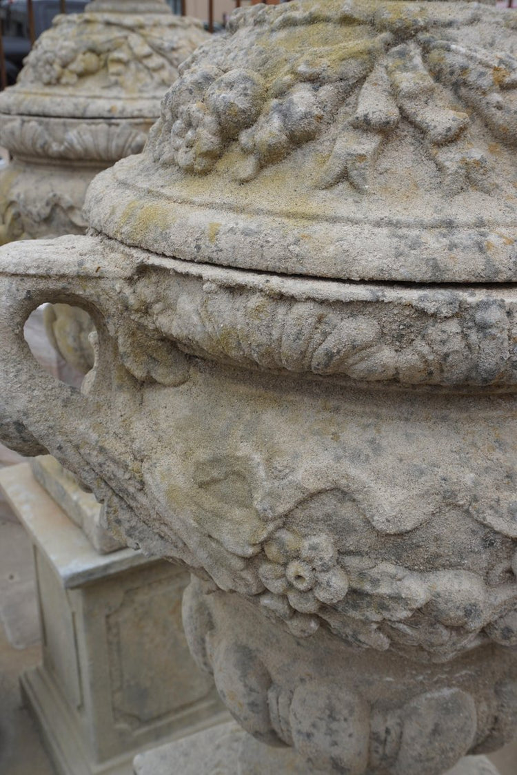 Contemporary French Limestone Urn (V-1028-A)