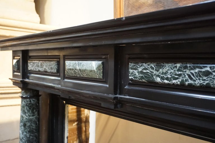 Antique Belgian Maurin Green and Mazy Black Marble Mantel (MCH4245)