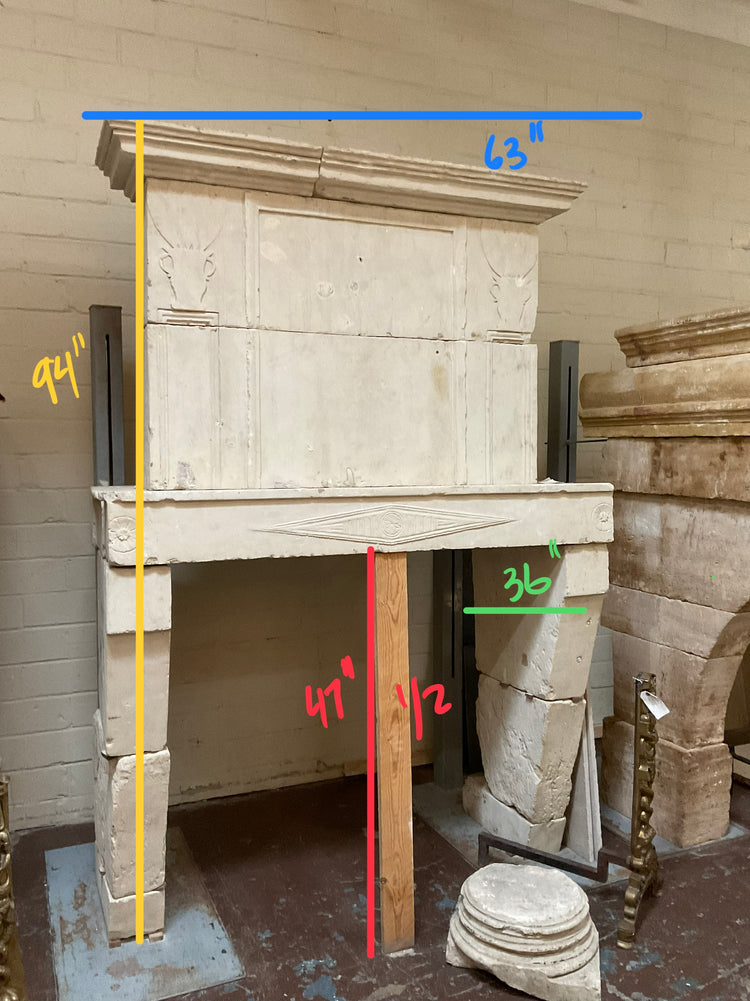 Antique French Limestone Fireplace (M-RIUG)