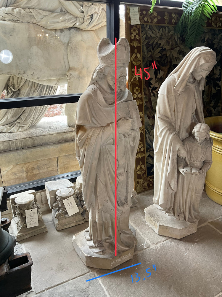 French Limestone Saint Sculpture (GE-2V6Q)