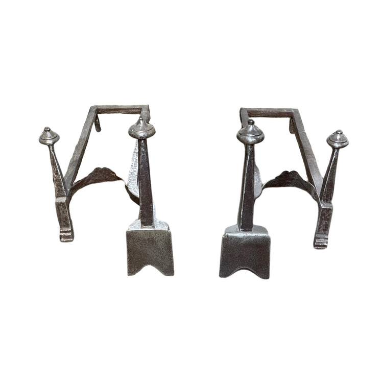 Pair of Antique French Iron Andirons (FA-N8LP)