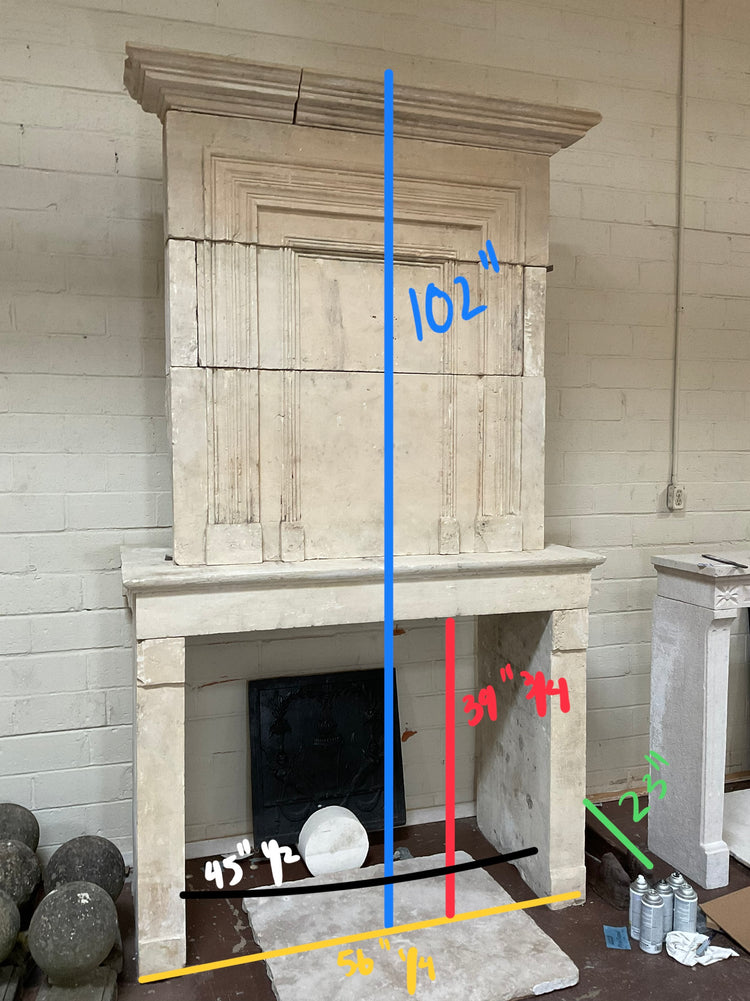 Antique French Limestone Fireplace (M-P79G)