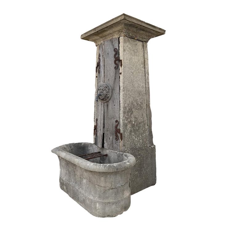Antique French Limestone Wall Fountain (F-JXDN)