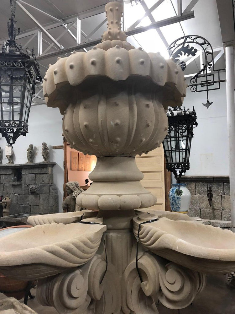 French Limestone Central Fountain