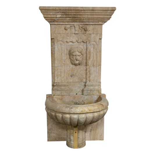 Contemporary Italian Mandorla Marble Bacchus Wall Fountain (F-NOH8)