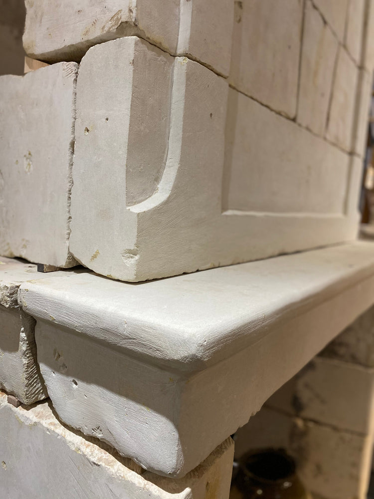 Antique French Limestone Fireplace (ALCH599)