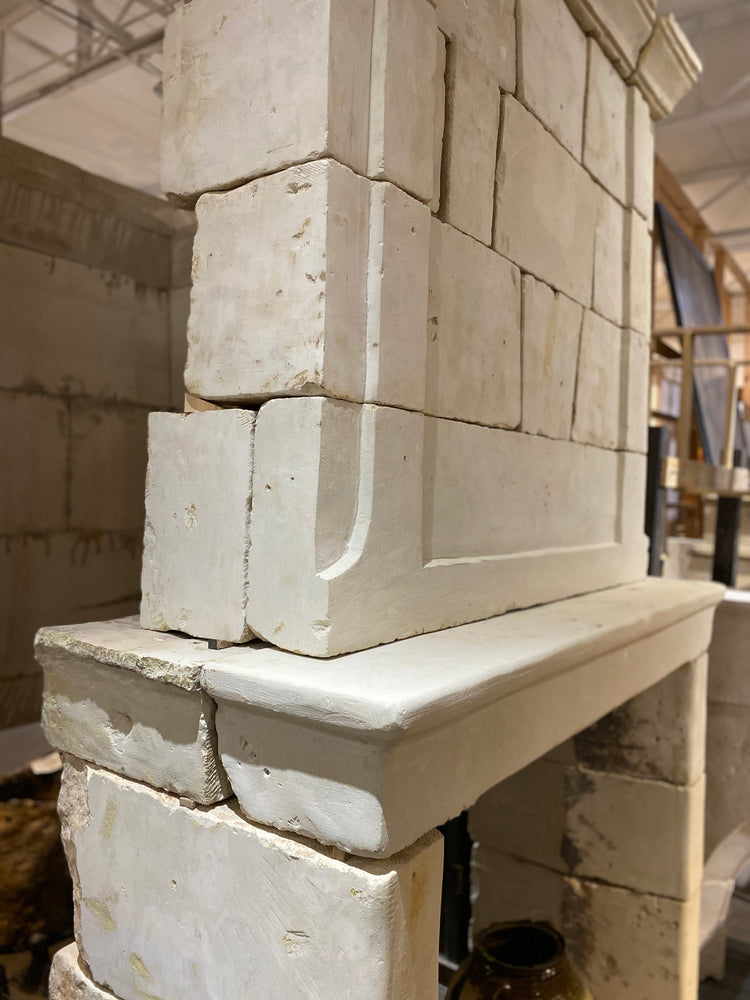 Antique French Limestone Fireplace (ALCH599)