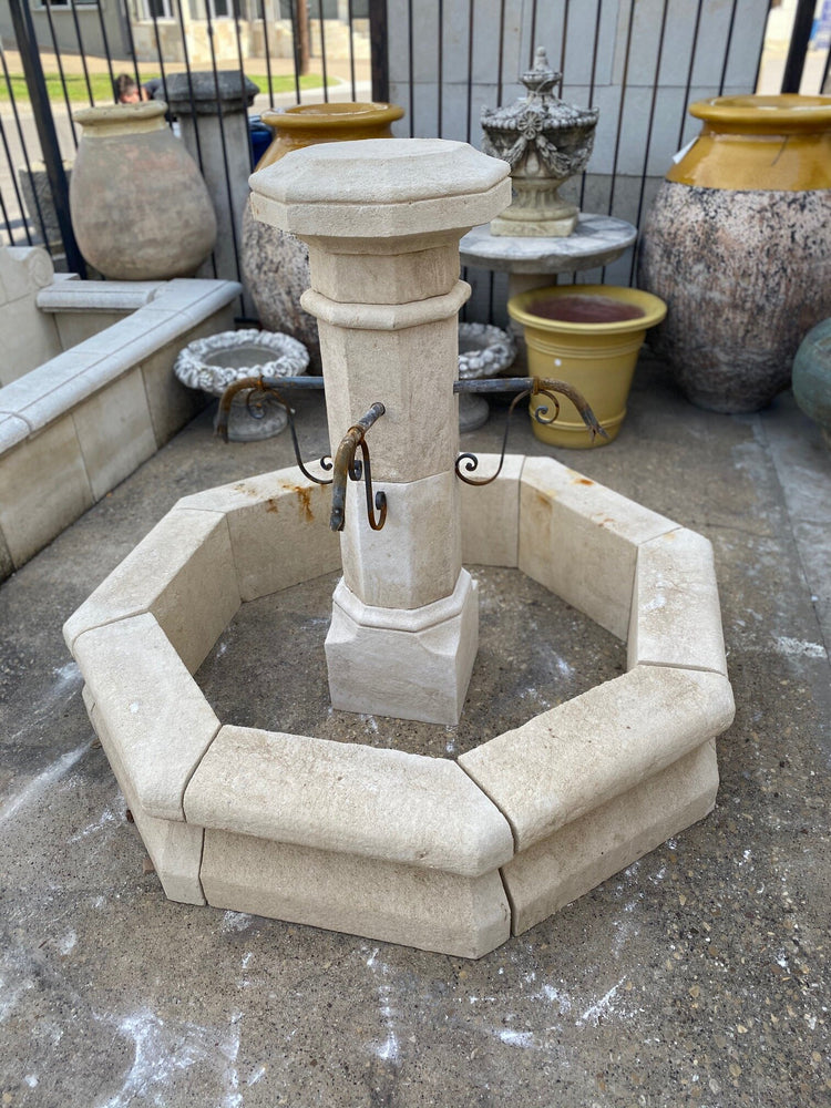 French Limestone Central Fountain