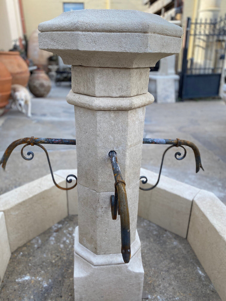 French Limestone Central Fountain