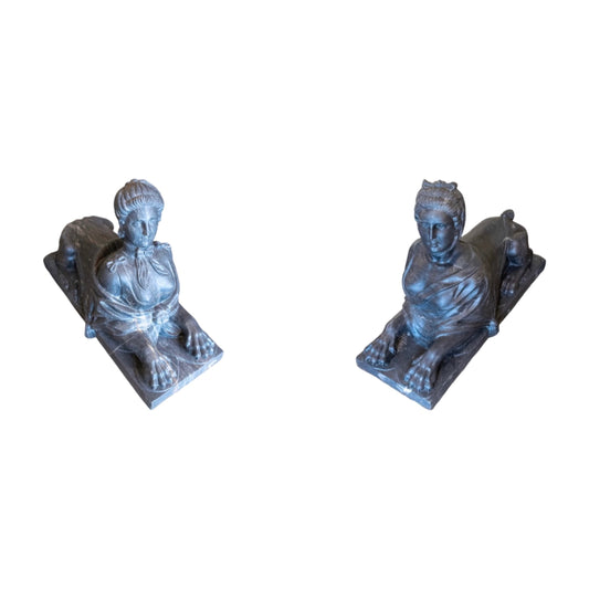 Pair of Belgian Bluestone Sphinx Sculptures (GE-I4JF)