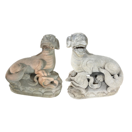 Pair of Chinese Foo Dog Sculptures (GE-ST2041)