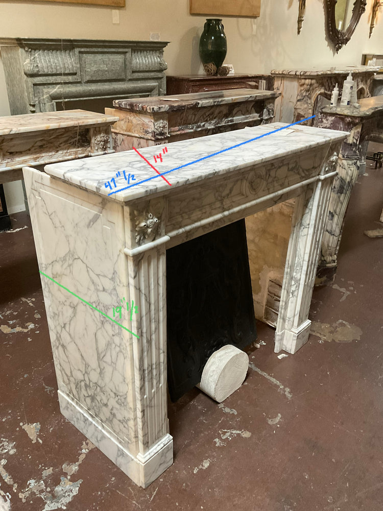 Antique French White Carrara Marble Mantel (M-W2LP)