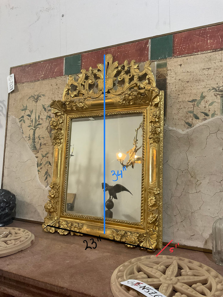 Antique French Oakwood Framed Gold Leaf Mirror