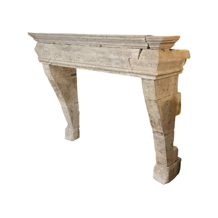 French Burgundy Limestone Mantel