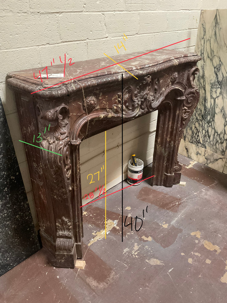 Antique French Iron and Marble Mantel (M-QDP5)