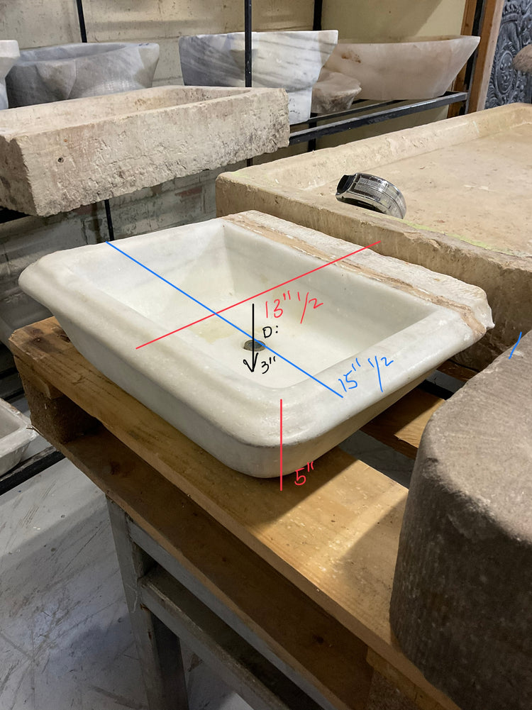 French White Carrara Marble Sink (S-H51G)