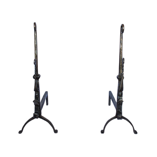 Pair of French Steel Andirons