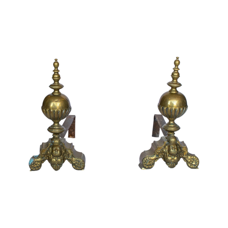 Antique French Brass Andirons (FA-ADIM)