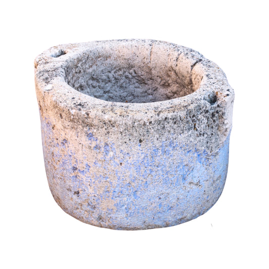 Antique Greek Limestone Circular Planter (V-9H3I1)