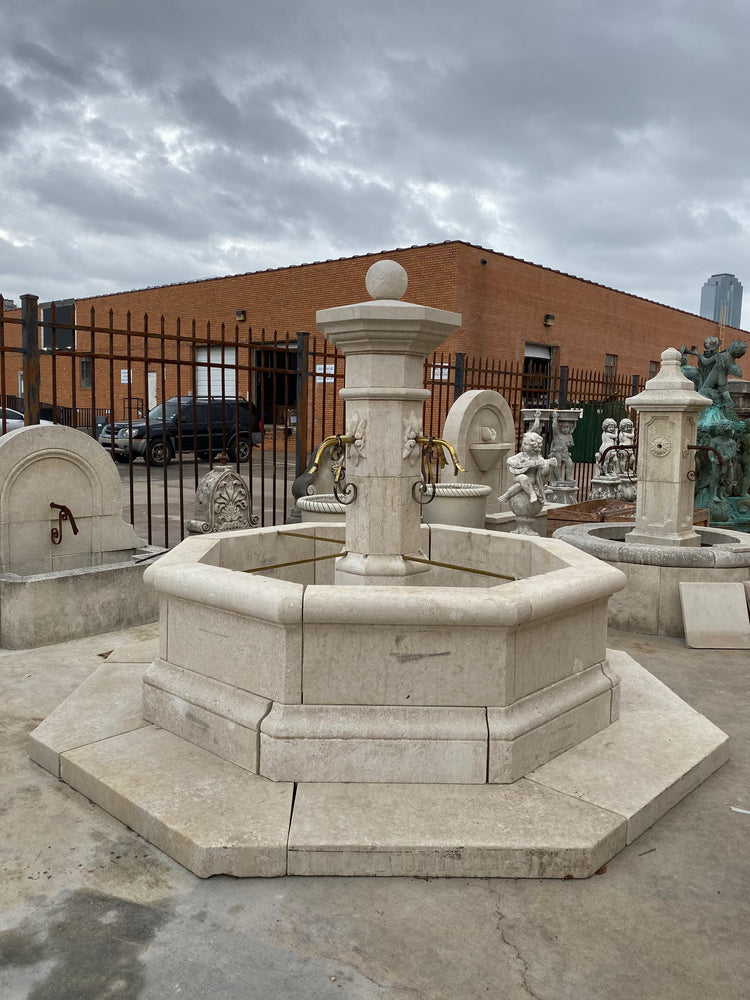 French Limestone Central Fountain