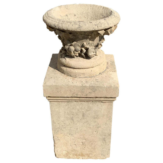 French Limestone Pillar Planter (GE-X3219)