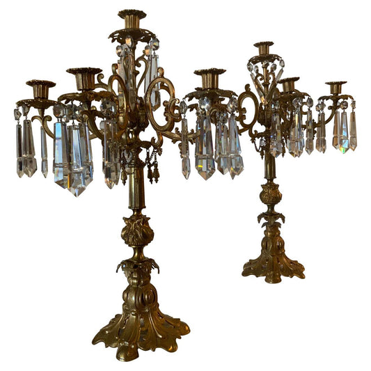 Pair of Antique Bronze Candlesticks (X3251)