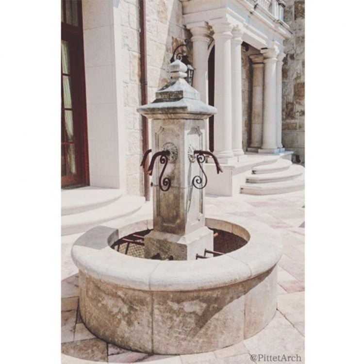 French Limestone Central Fountain