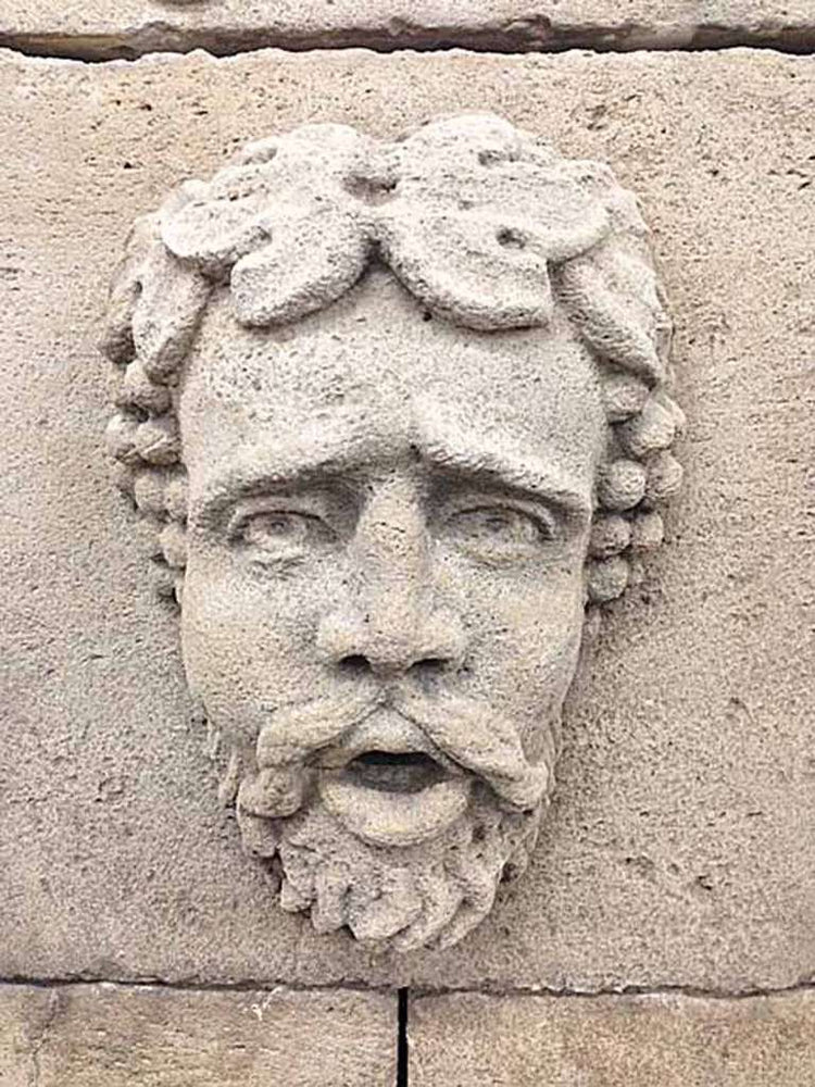 Antique French Limestone Bacchus Wall Fountain (FA909)