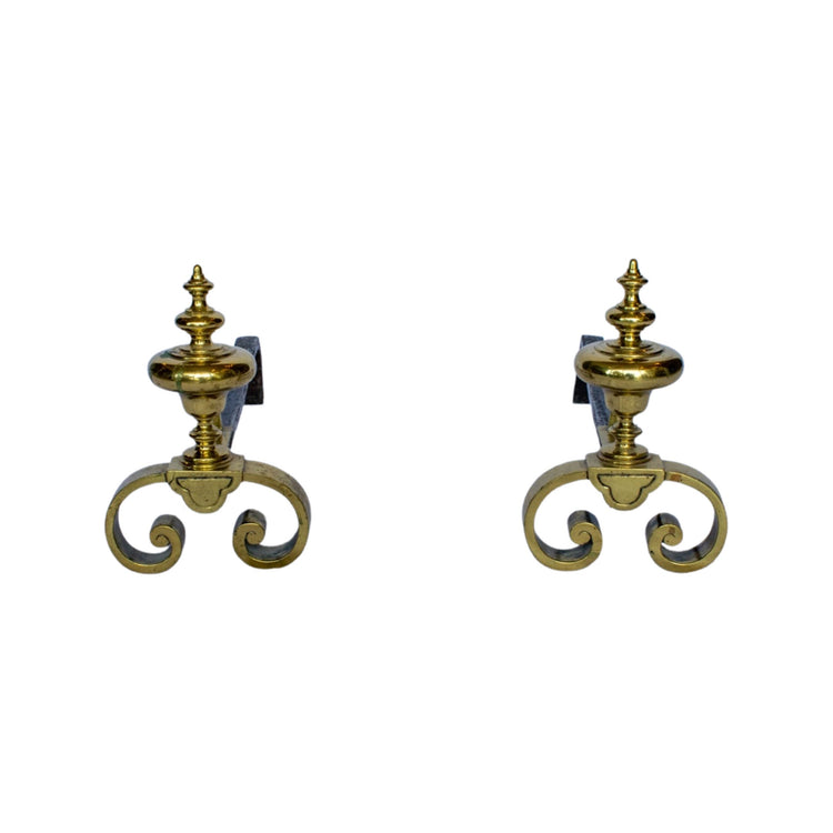 Pair of French Polished Steel Iron Chenets (FA-PWBX)