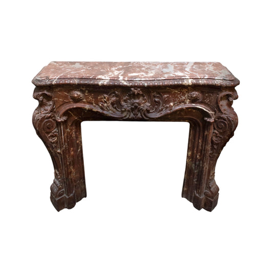 Antique French Iron and Marble Mantel (M-QDP5)