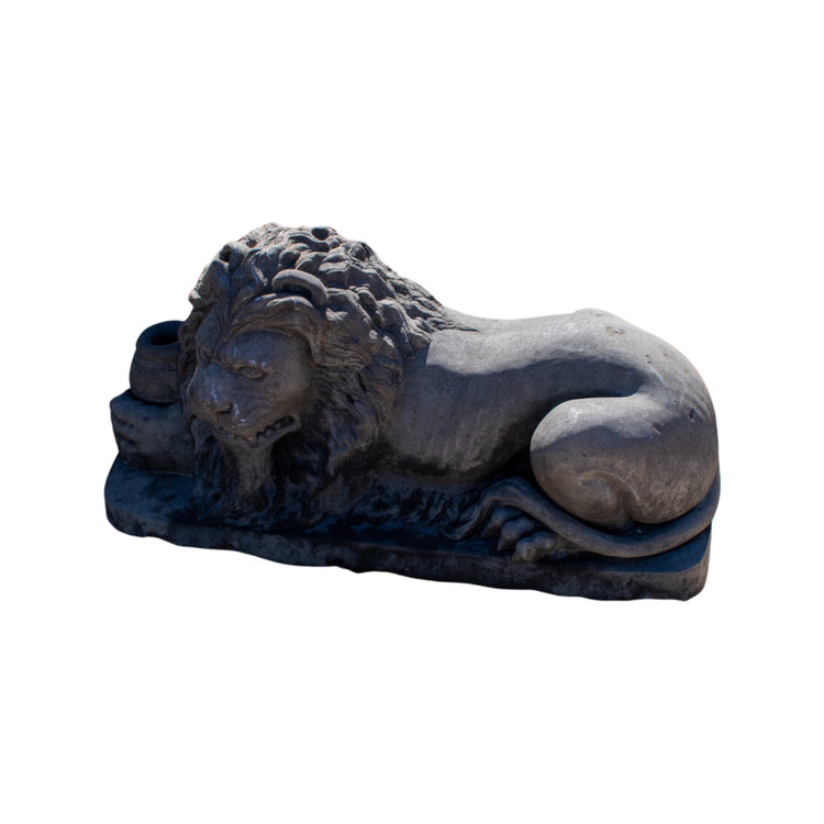 Pair of French Limestone Lion Sculptures (GE-X3008)
