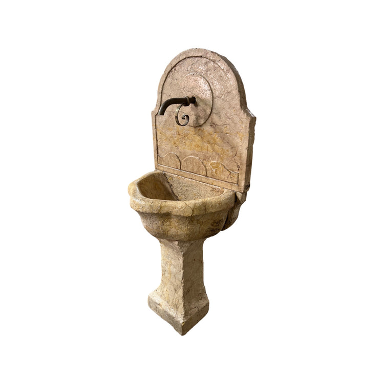 Antique Italian Apricena Filettato Marble Wall Fountain (F-1CIJ)