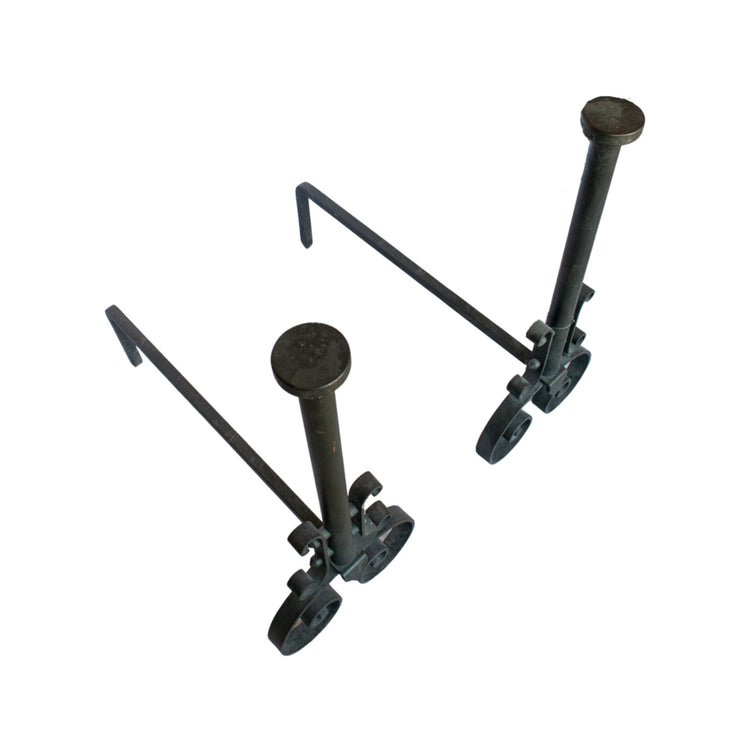 Antique Spanish Baroque Iron Andirons (FA-1YQ8)
