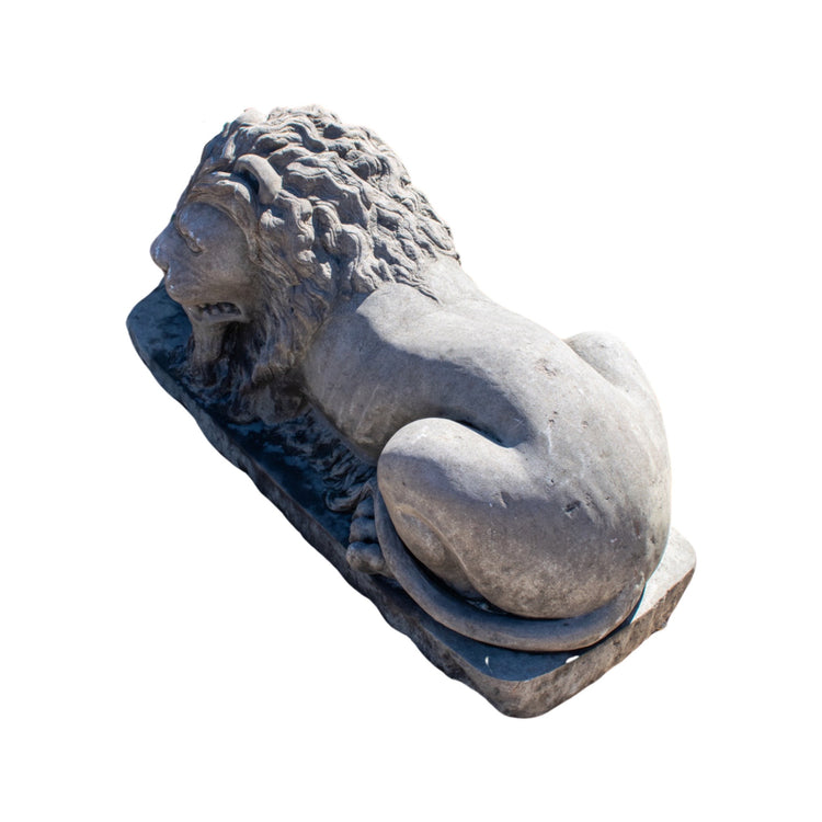 Pair of French Limestone Lion Sculptures (GE-X3008)