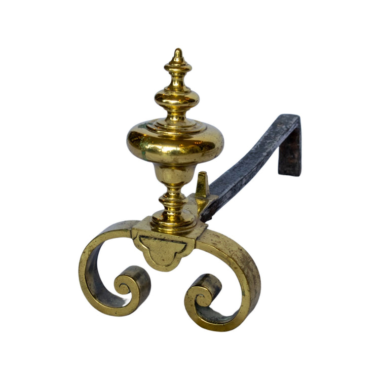 Pair of French Polished Steel Iron Chenets (FA-PWBX)