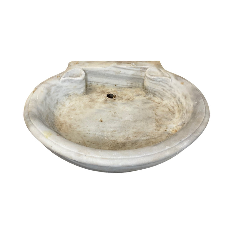 Antique French White Carrara Marble Sink - (S-1RMD)