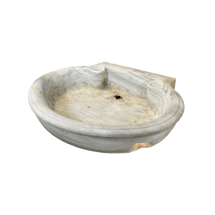 Antique French White Carrara Marble Sink - (S-1RMD)