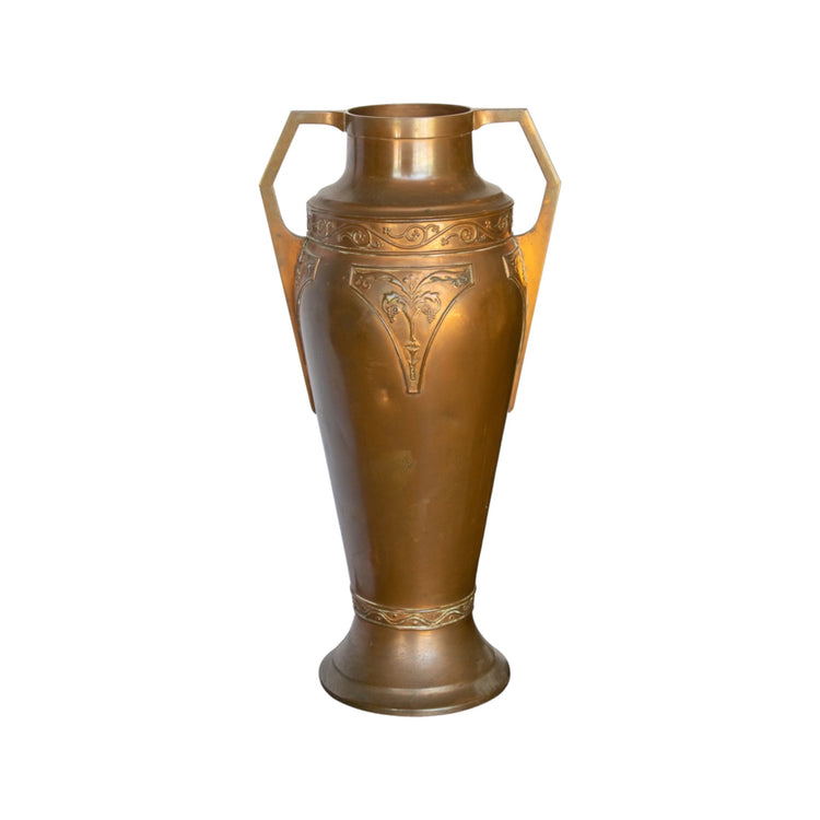 Pair of Antique Embossed Copper Urns (1200)