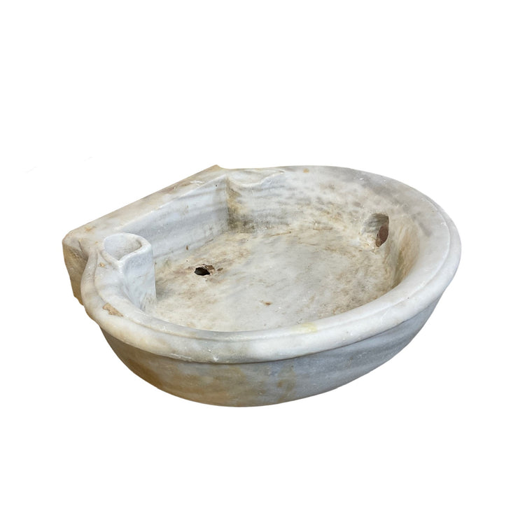 Antique French White Carrara Marble Sink - (S-1RMD)
